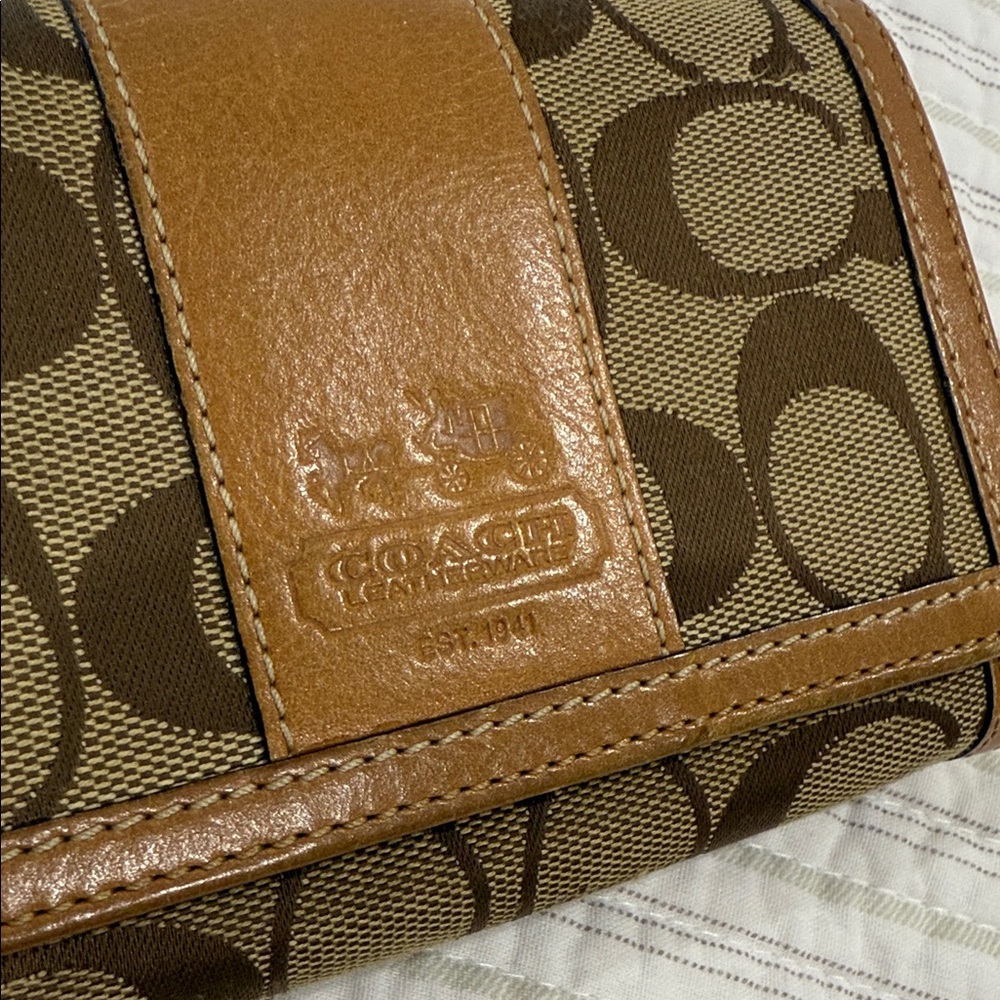Coach Signature Canvas Wallet in Brown and Tan - Picture 3 of 11